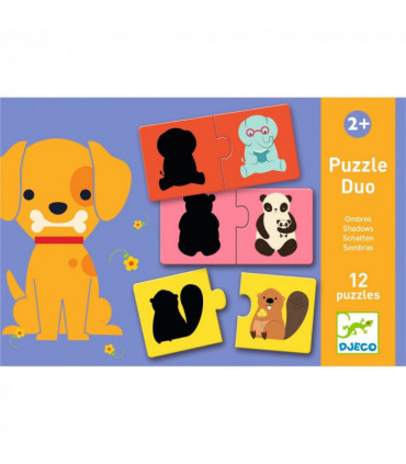 Puzzle duo: Tiene 12ks logické priraďovanie silueta zviera