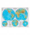 Mapa  Zemské polokoule a přírodní nej A3