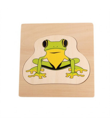 Viacvrstvové drevené puzzle "Životný cyklus žaby" (4 dieliky)