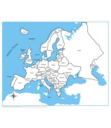 Obrysová mapa Európy (s popiskami)