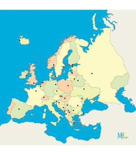 Podložka mapa Európy 70x70 cm (politické členenie)